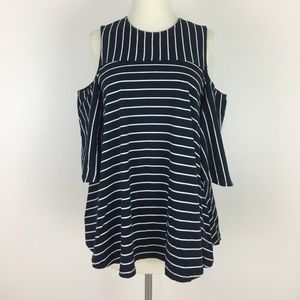 ASOS Black and White Striped Cold Shoulder - Sz 4